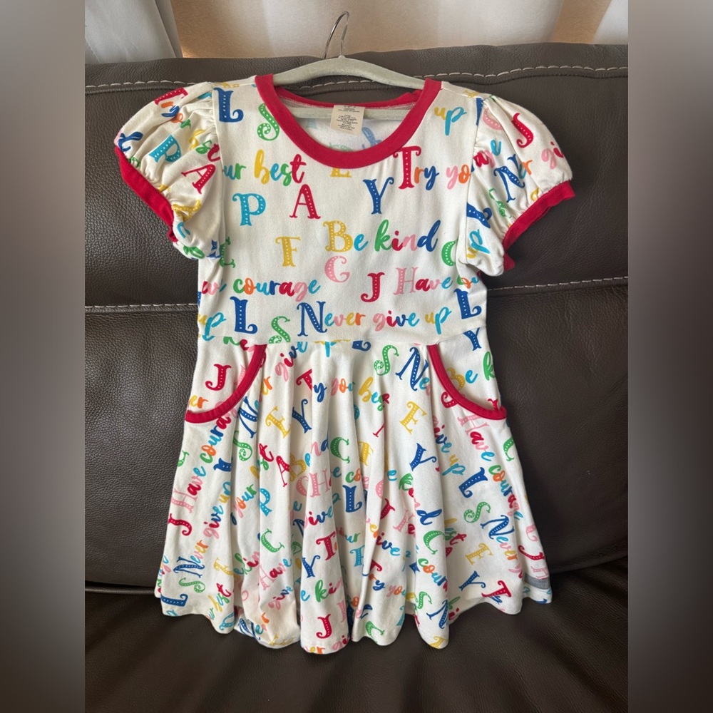 Colorful Alphabet Print Kids Dress